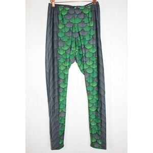 Bombsheller Black Green‎ Leaf Design Leggings SZ 2X